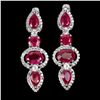 Image 2 : Natural Pigeon Blood Red Ruby White Topaz Earrings