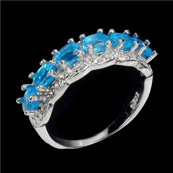 Natural Brazil Praiba  Blue Apatite Ring