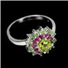 Image 2 : Natural Peridot Ruby Tsavorite Garnet Ring