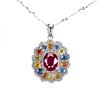 Image 1 : Natural Pigeon Blood Red Ruby & Sapphire Necklace