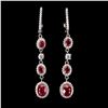 Image 2 : Natural Pigeon Blood  Red Ruby Earrings