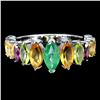 Image 1 : Natural Colombian Emerald Citrine Peridot Rhodolite Ring