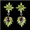 Image 1 : Natural Rhodolite Garnet  & Peridot Earrings