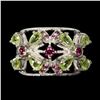 Image 1 : Natural Peridot Rhodolite Garnet Ring