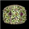 Image 1 : Natural Peridot & Rhodolite Garnet Sapphire Ring