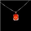 Image 1 : Natural Mexcian Orange Opal 11x9 MM Necklace