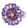 Image 3 : Natural Amethyst Rhodolite Garnet Tanzanite Ring
