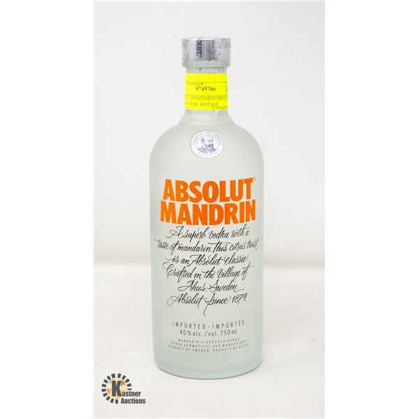 ABSOLUT MANDARIN SWEEDISH VODKA 750ML BOTTLE