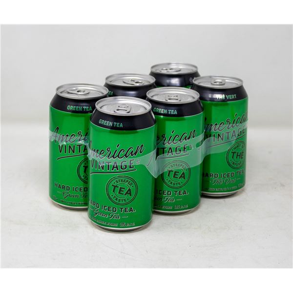 6 PACK OF AMERICAN VINTAGE GREEN TEA HARD ICED TEA