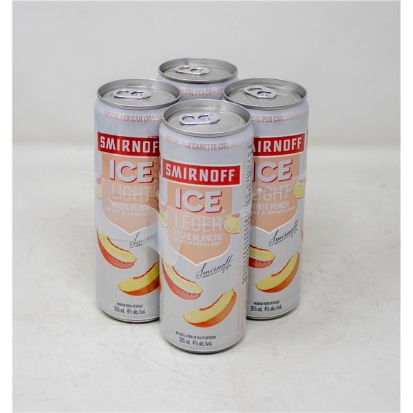 4 PACK OF SMIRNOFF ICE LIGHT WHITE PEACH 355ML 4%