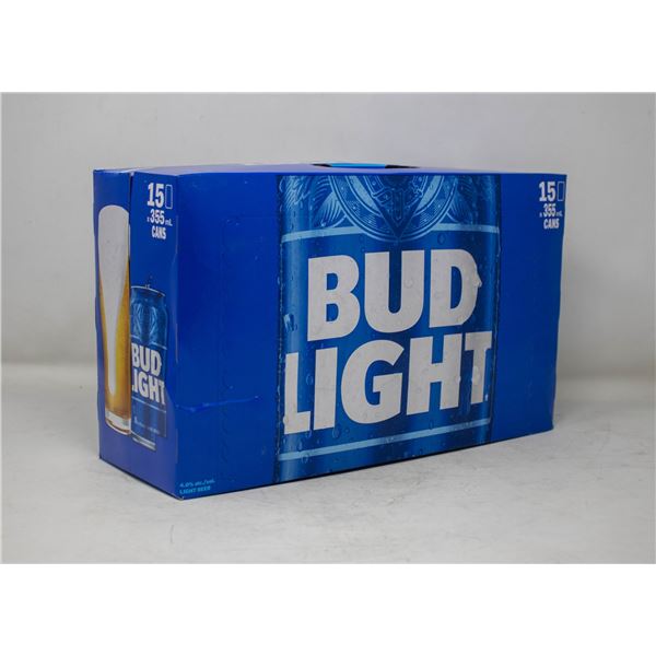 CASE OF 15 CANS OF BUDLIGHT BEER 355ML 4% ALCOHOL