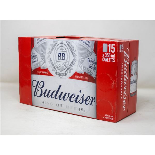 CASE OF 15 CANS OF BUDWEISER BEER 355ML 5% ALCOHOL