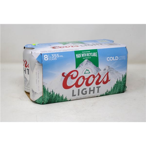 8 PACK OF COORS LIGHT BEER 355ML CANS 4% ALCOHOL