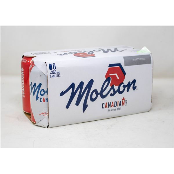 8 PACK OF MOLSON CANADIAN BEER 355ML CANS 5%