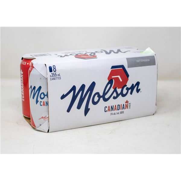 8 PACK OF MOLSON CANADIAN BEER 355ML CANS 5%