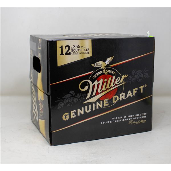 12 PACK OF MILLER GENUINE DRAFT BEER 355ML BOTTLES