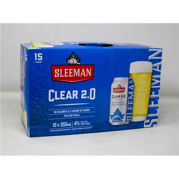 15 PACK OF SLEEMAN CLEAR 2.0 BEER 355ML CANS 4%