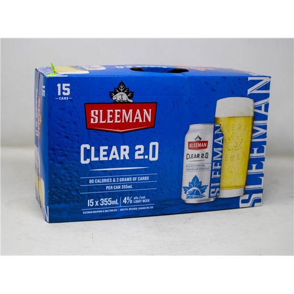 15 PACK OF SLEEMAN CLEAR 2.0 BEER 355ML CANS 4%