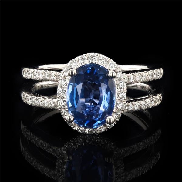 2.22 ctw Tanzanite and 0.36 ctw Diamond Platinum Ring