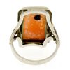 Image 7 : Antique 18K White Gold Rectangular Carved Shell Cameo Diamond Etched Frame Ring