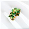 Image 3 : Vintage 18K Yellow Gold Multi Color Enamel Large Dragon or Fish Wrap Band Ring