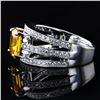 Image 2 : 2.13 ctw Orange Yellow Sapphire and 0.47 ctw Diamond 18K White Gold Ring