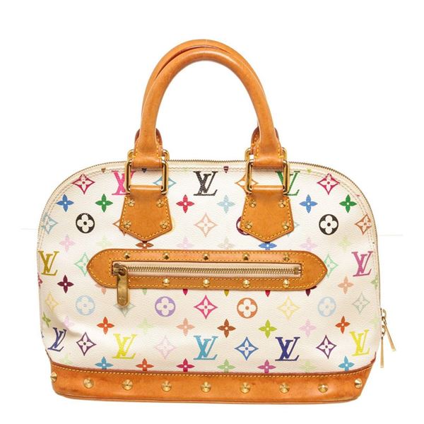 Louis Vuitton White Murakami Alma Satchel Bag