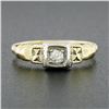 Image 2 : Antique 14k TT Gold 0.10 ctw Old Mine Cut Diamond Solitaire Petite Promise Ring