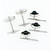 Image 6 : Estate Men's 14k White Gold Round Black Pearl Cuff Links & 3 Button Stud Set