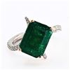 Image 1 : 4.86 ctw Emerald and 0.74 ctw Diamond 14K White and Yellow Gold Ring