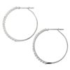 Image 5 : Solid 14K White Gold 1.50 ctw Round Brilliant Diamond Circle Hoop Snap Earrings