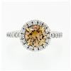 Image 4 : 18k Gold 1.56 ctw GIA Fancy Orange Brown Diamond Solitaire Halo Engagement Ring