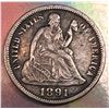Image 1 : 1891 USA One Dime F-12