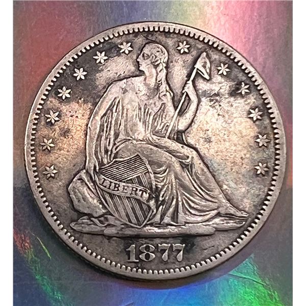1877 S USA Half Dollar Liberty Seated  EF-45