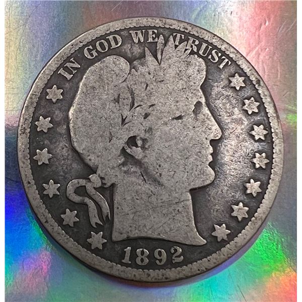 1892 USA Half Dollar Barber G-6