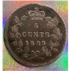 1889 Canada Silver 5 cents, Small Punch VG-10