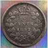 1892 Obv-2 Canada Silver 5 cents VG-10