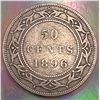 1896 Lg.W Obv #1  Newfoundland Silver 50 Cents F-12