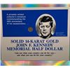 Solid 14K-Karat Gold John F. Kennedy Memorial Miniature Half Dollar