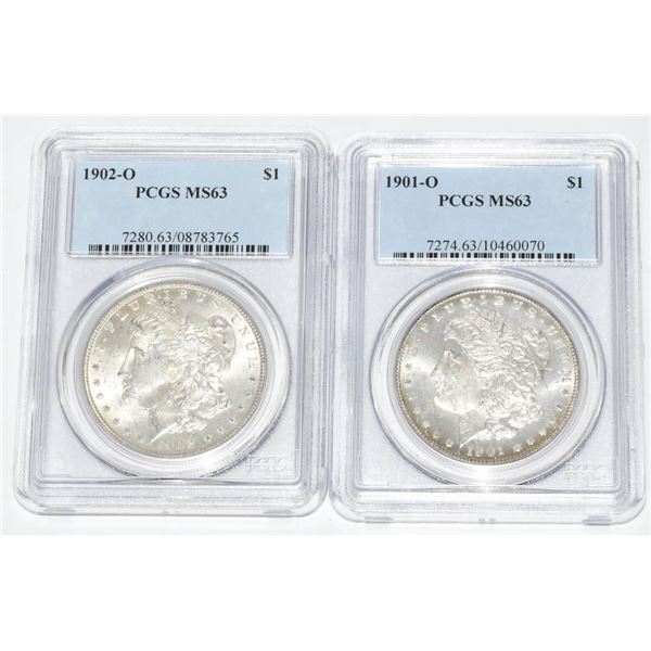 2 PCGS Graded Morgan Silver Dollar Coins