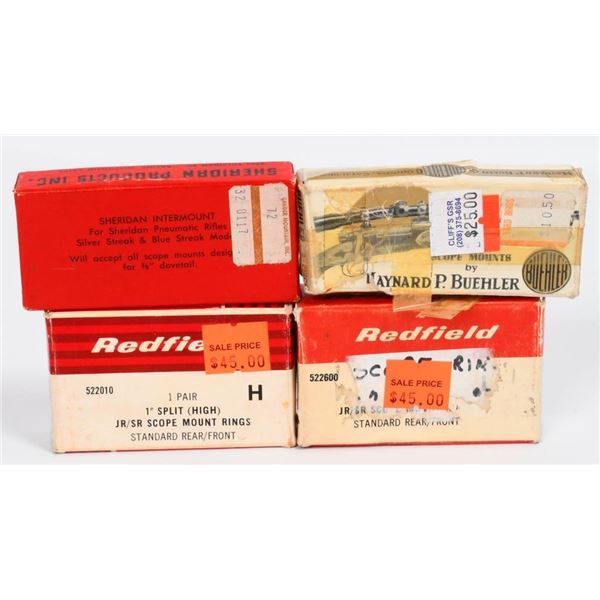 4 Vintage Scope Rings & Mount Bases