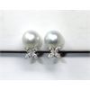 Image 1 : 10KT White Gold Silver Tahitian Pearl & Diamond Earrings