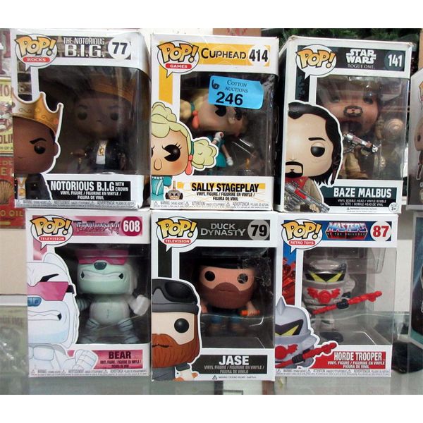 6 Assorted Funko Pop Vinyl Collectibles