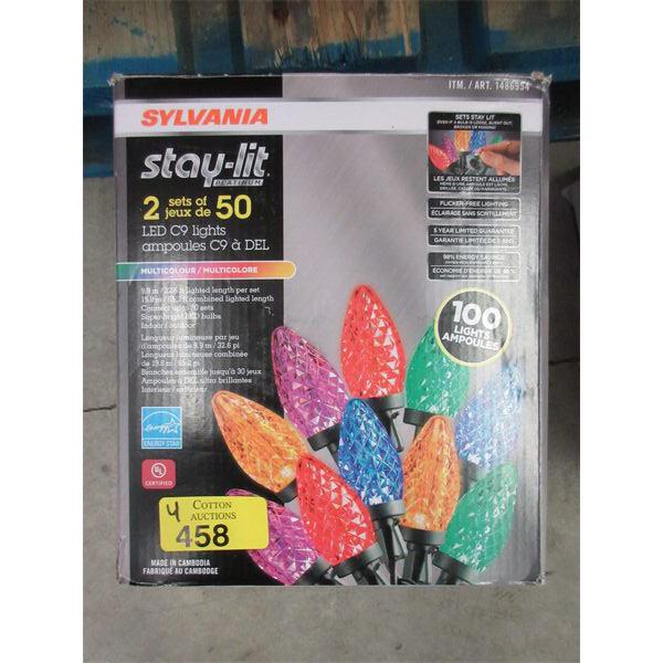 4 Sets of Stay-Lit LED C9 Multicolour String Lights