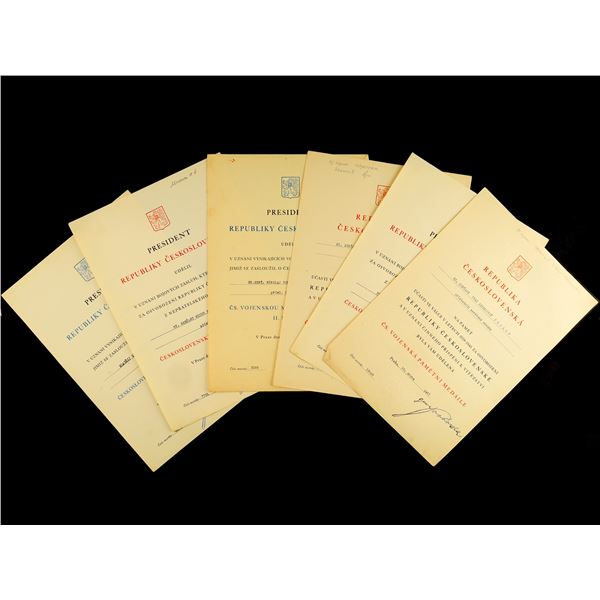 GROUP OF 6 SVOBODA SIGNED CZECHOSLOVAKIAN AWARD CITATIONS