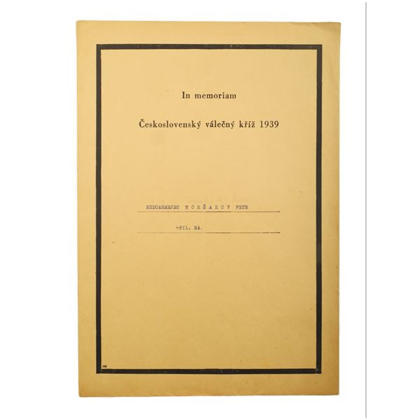A RARE POST-MORTEM SOVIET CZECHOSLOVAKIAN AWARD CITATION, WW2