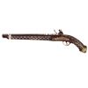 Image 2 : A LARGE MIDDLE EASTERN SILVER-INLAID FLINTLOCK PISTOL, 1840