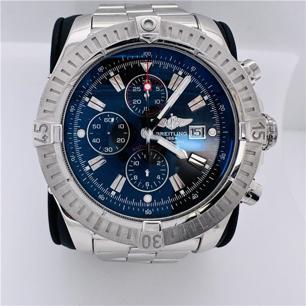 Breitling Super Avenger Stainless Steel Chronograph Black Dial Wristwatch