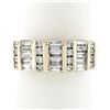 Image 1 : 14k Yellow Gold 1.37 ctw Channel Set Round & Baguette Cut Diamond Wide Band Ring