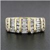 Image 2 : 14k Yellow Gold 1.37 ctw Channel Set Round & Baguette Cut Diamond Wide Band Ring